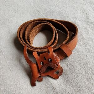 Lucky Penny Anthropologie Brown Leather Bulldog Belt
